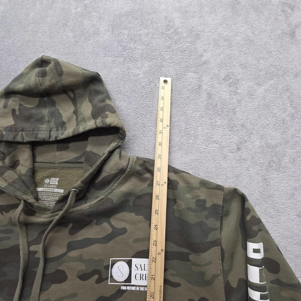 Salty Crew Alpha Hoodie Mens 2XL Green Pullover Fleece Camo Logo